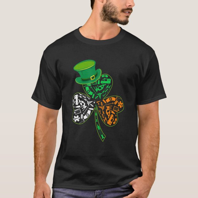 Leprechaun Irish Nurse Nursing Shamrock St Patrick T-Shirt (Front)