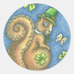LEPRECHAUN IRISH SQUIRREL, LUCKY STICKERS Sheet