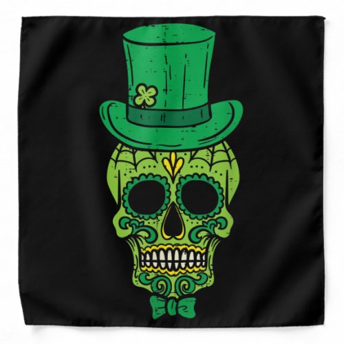 Leprechaun Irish Sugar Skull St Patricks Day Bandana