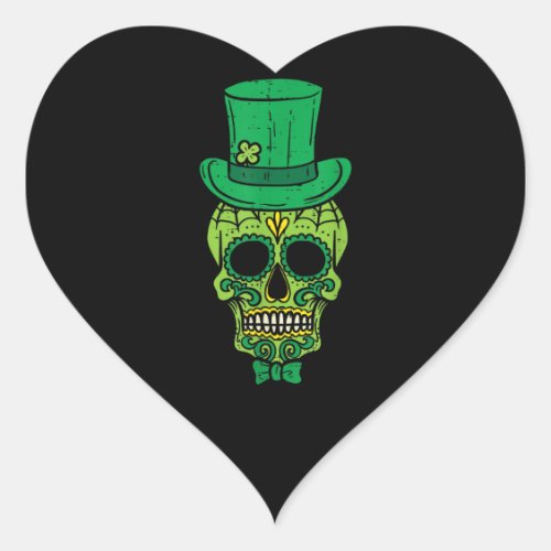 Leprechaun Irish Sugar Skull St Patricks Day Heart Sticker