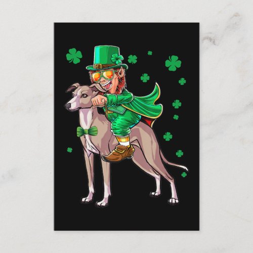 Leprechaun Italian Greyhound Shamrock St Patricks Enclosure Card