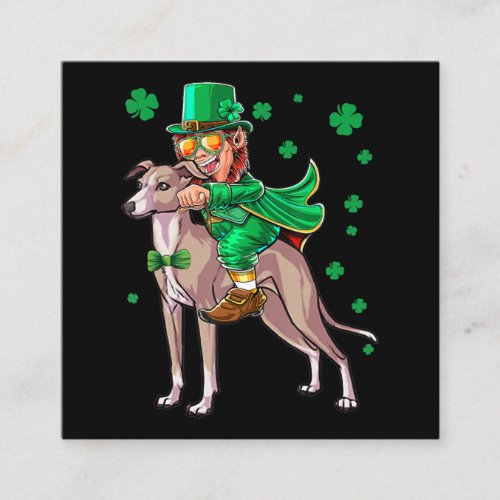 Leprechaun Italian Greyhound Shamrock St Patricks Square Business Card