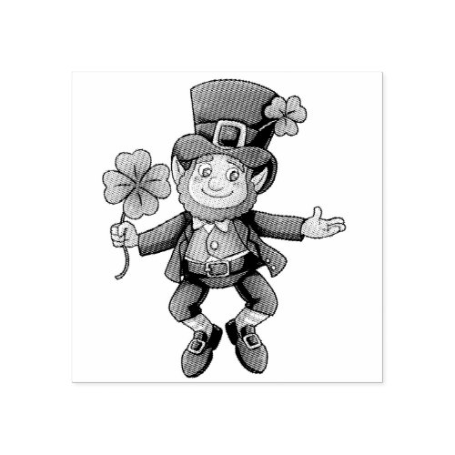 Leprechaun Jumping St Patricks Day Wood Block Rubber Stamp