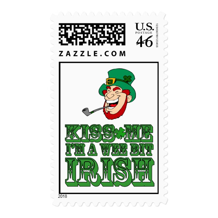 Leprechaun Kiss Me I'm  a Wee Bit Irish Postage