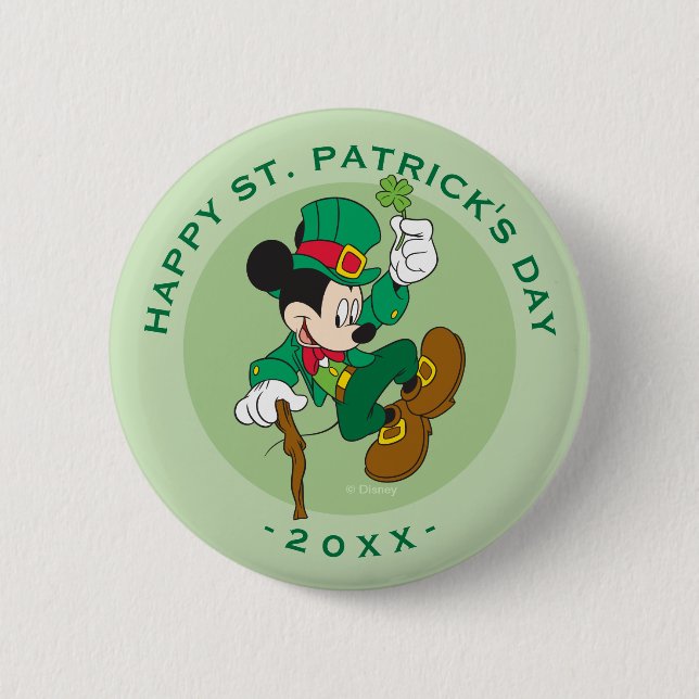 Leprechaun Mickey Mouse | St. Patrick's Day Button (Front)