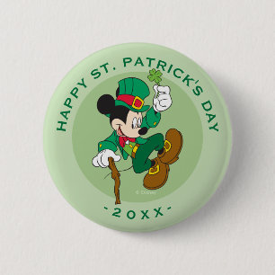 Leprechaun Mickey Mouse   St. Patrick's Day Button