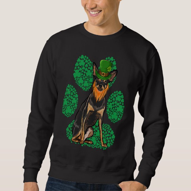 Leprechaun Miniature Pinscher St Patricks Day Sham Sweatshirt (Front)