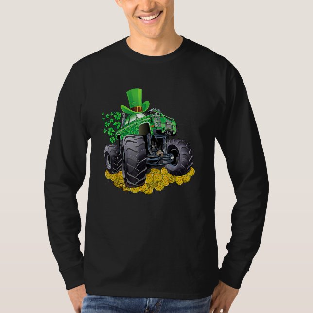 Leprechaun Monster Truck Shamrock St Patrick Day B T-Shirt (Front)