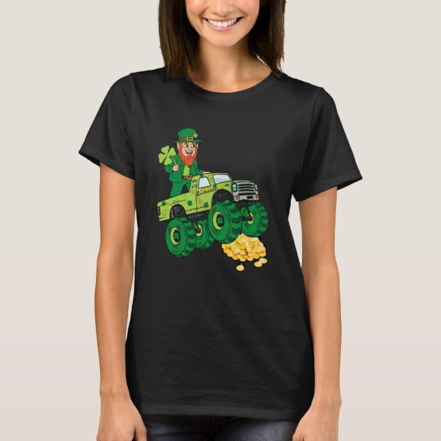 Leprechaun Monster Truck Shamrock St Patrick Day B T-Shirt (Front)