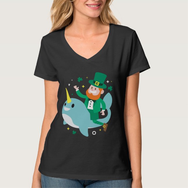 Leprechaun Narwhale  Cute St Patricks Day 2020 Boy T-Shirt (Front)