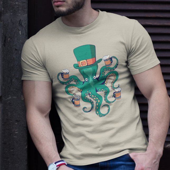 Leprechaun Octopus Cool St. Patrick's Day T-Shirt (Creator Uploaded)