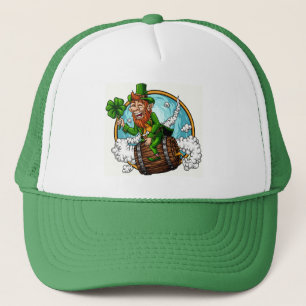 Leprechaun on a Barrel St Patrick's Day  Trucker Hat