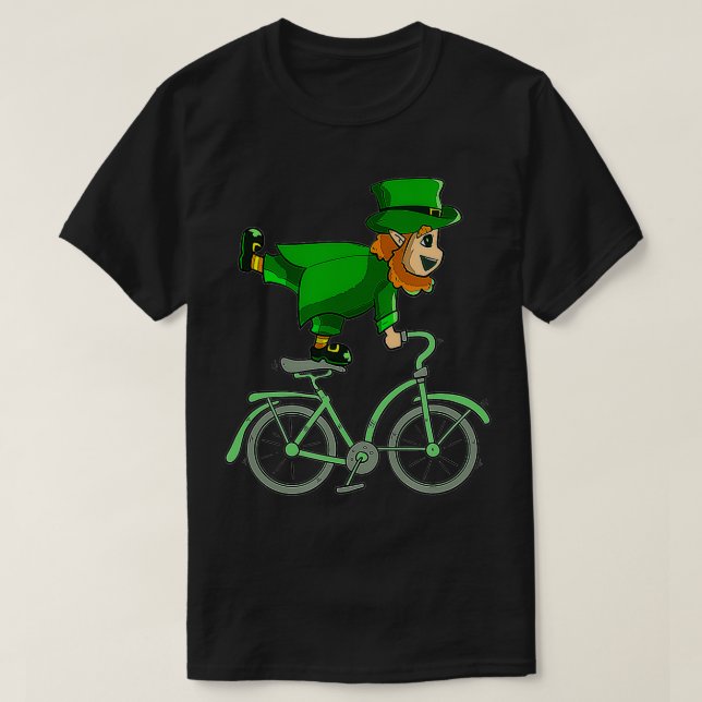 Leprechaun on a Bike  St Patrick's Day Cycling  T-Shirt (Design Front)