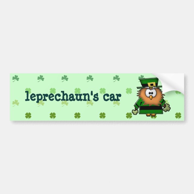 leprechaun owl bumper sticker (Front)
