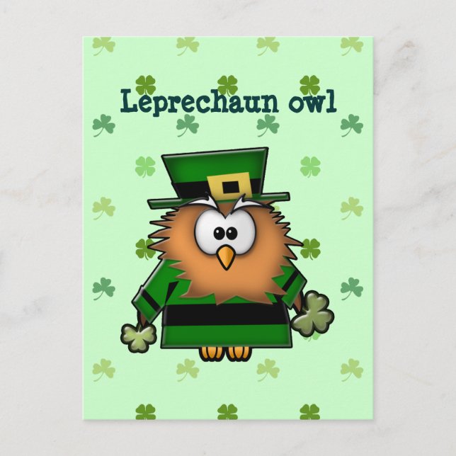 leprechaun owl postcard (Front)