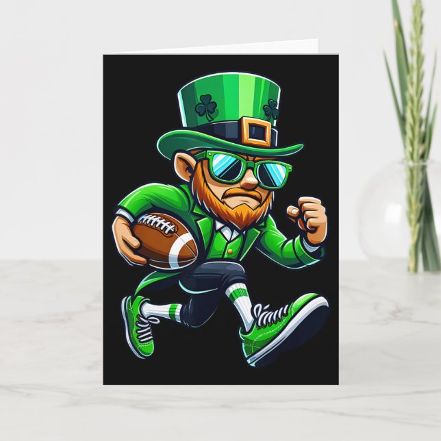 Leprechaun Playing Footll St Patricks Day Sport Me Card (Front)