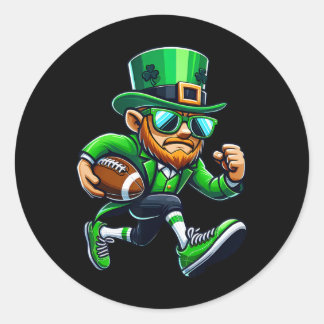 Leprechaun Playing Footll St Patricks Day Sport Me Classic Round Sticker