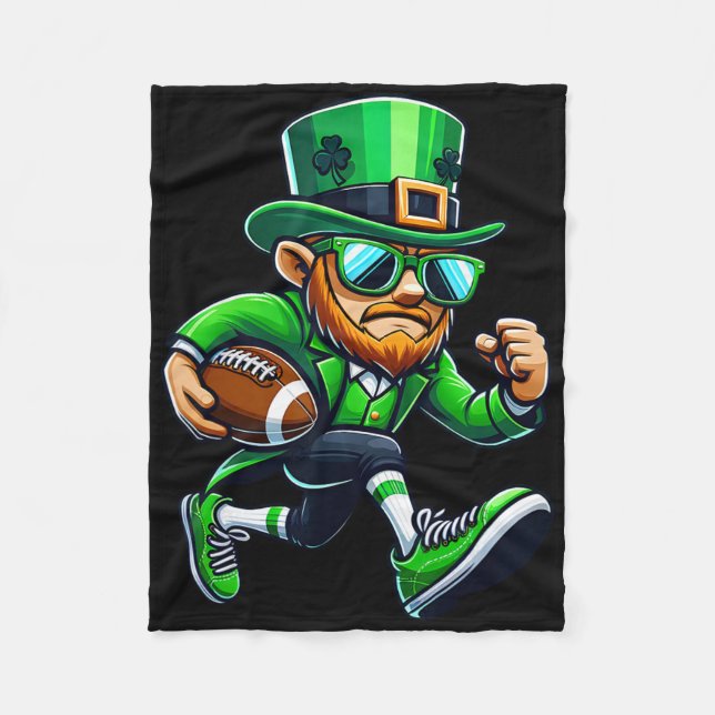 Leprechaun Playing Footll St Patricks Day Sport Me Fleece Blanket (Front)