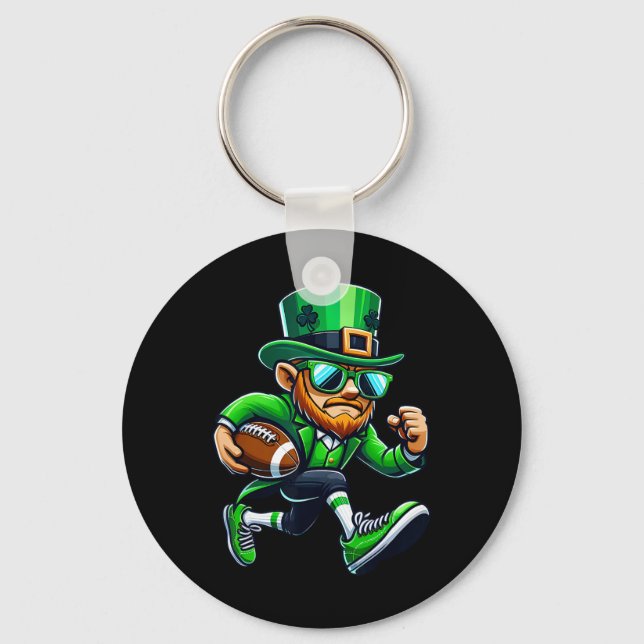 Leprechaun Playing Footll St Patricks Day Sport Me Keychain (Front)