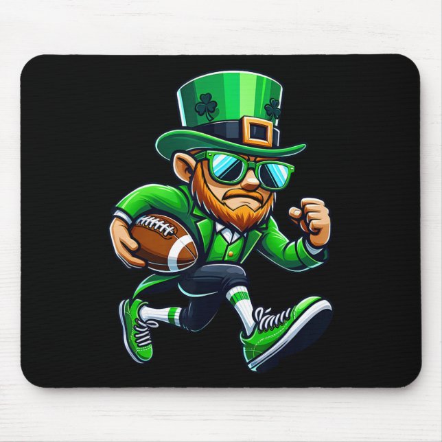 Leprechaun Playing Footll St Patricks Day Sport Me Mouse Pad (Front)
