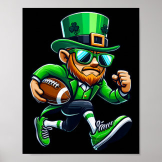 Leprechaun Playing Footll St Patricks Day Sport Me Poster