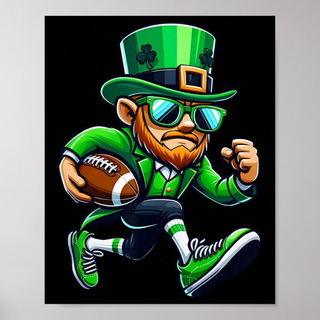 Leprechaun Playing Footll St Patricks Day Sport Me Poster (Front)