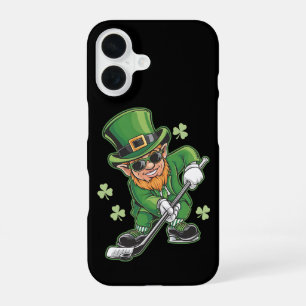 Leprechaun Playing Hockey St Patrick's Day Irish iPhone 16 Case