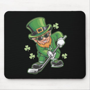 Leprechaun Playing Hockey St Patrick's Day Irish Mouse Pad