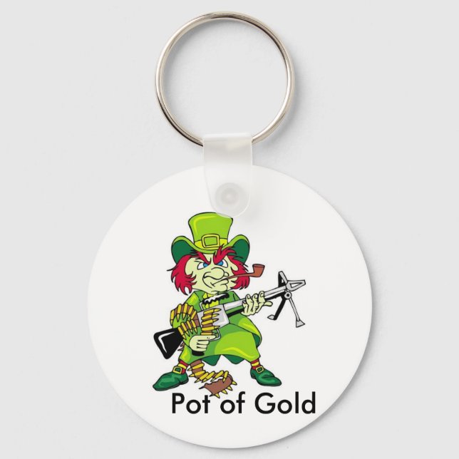 leprechaun, Pot of Gold Keychain (Front)