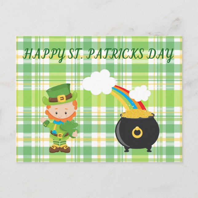 Leprechaun & Pot of Gold. Postcard (Front)