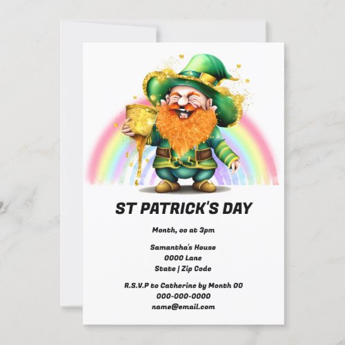 Leprechaun pot of gold rainbow Irish lucky party Invitation