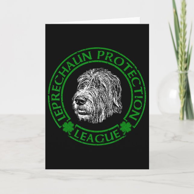 Leprechaun Protection League Irish Wolfhound  Card (Front)