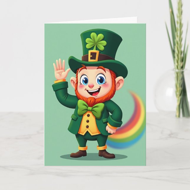 Leprechaun Rainbow Arc Luck Card (Front)