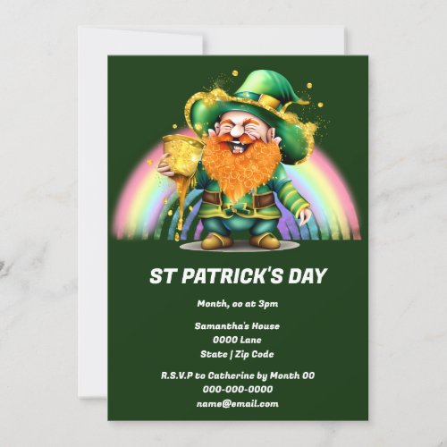 Leprechaun rainbow gold Irish folklore gnome fun Invitation
