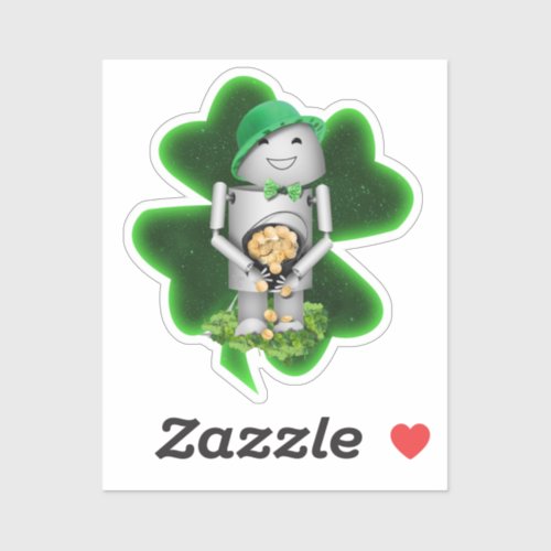 Leprechaun Robot St Patricks Day Sticker