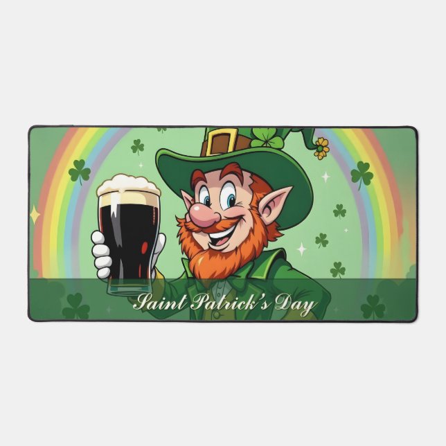 Leprechaun’s Cheers Beneath the Rainbow Desk Mat (Front)