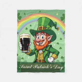 Leprechaun’s Cheers Beneath the Rainbow Fleece Blanket