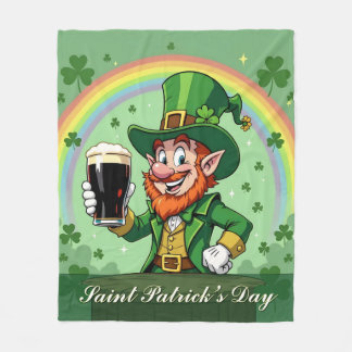 Leprechaun’s Cheers Beneath the Rainbow Fleece Blanket