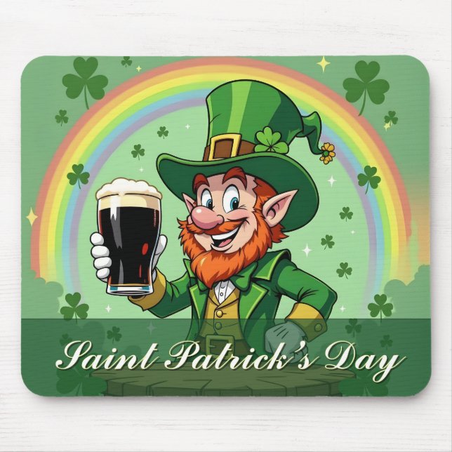 Leprechaun’s Cheers Beneath the Rainbow Mouse Pad (Front)