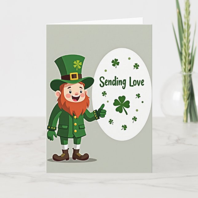 Leprechaun Sending Love Card (Front)