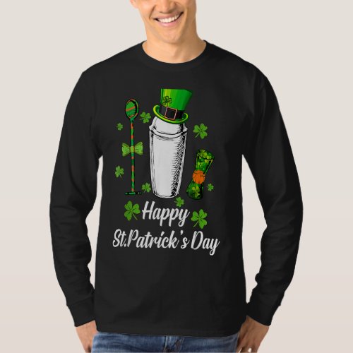 Leprechaun Shamrock Bartender Happy St Patricks D T_Shirt