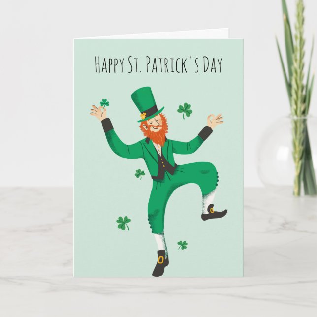 Leprechaun Shamrock Happy St. Patrick's Day Card (Front)