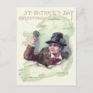 Leprechaun Shamrock Ireland Island Postcard