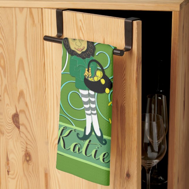 Leprechaun Shamrock  Kitchen Towel (Thirds Fold)
