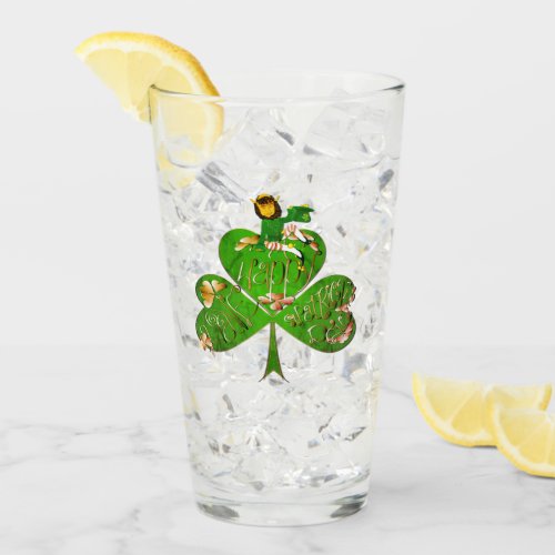 Leprechaun Shamrock St Patricks Day Glass