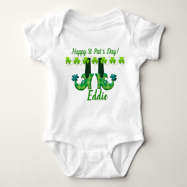 Leprechaun Shoes St Patrick's Day Baby Bodysuit (Front)