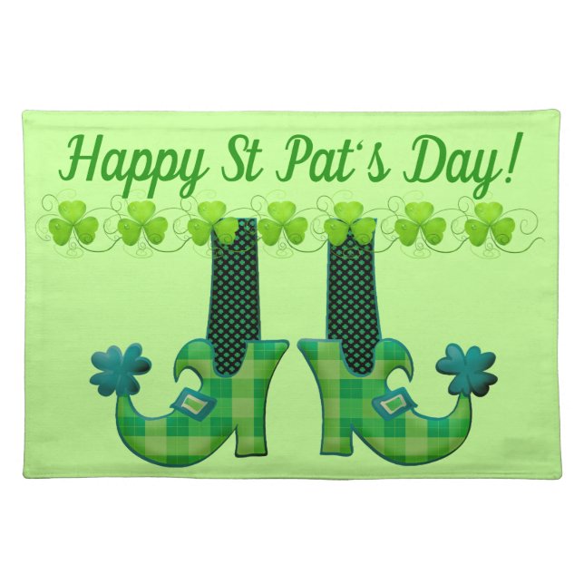 Leprechaun Shoes St Patrick's Day Cloth Placemat (Front)