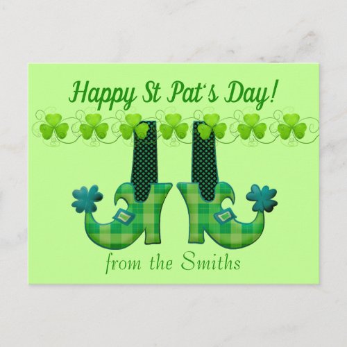 Leprechaun Shoes St Patricks Day Postcard