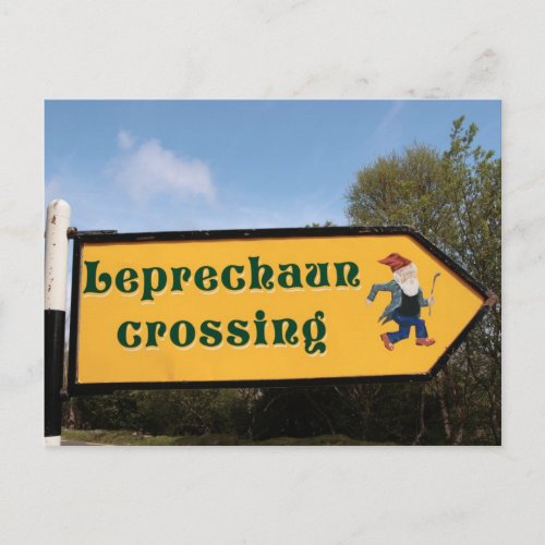leprechaun sign post post card