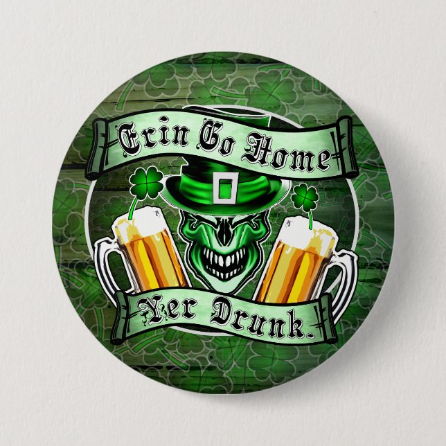 Leprechaun Skull 3: Erin Go Home Yer Drunk Button (Front)